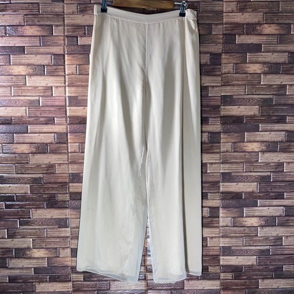 Vintage St. John Evening Silk Chiffon Beige Pants Size 8 - Picture 1 of 13